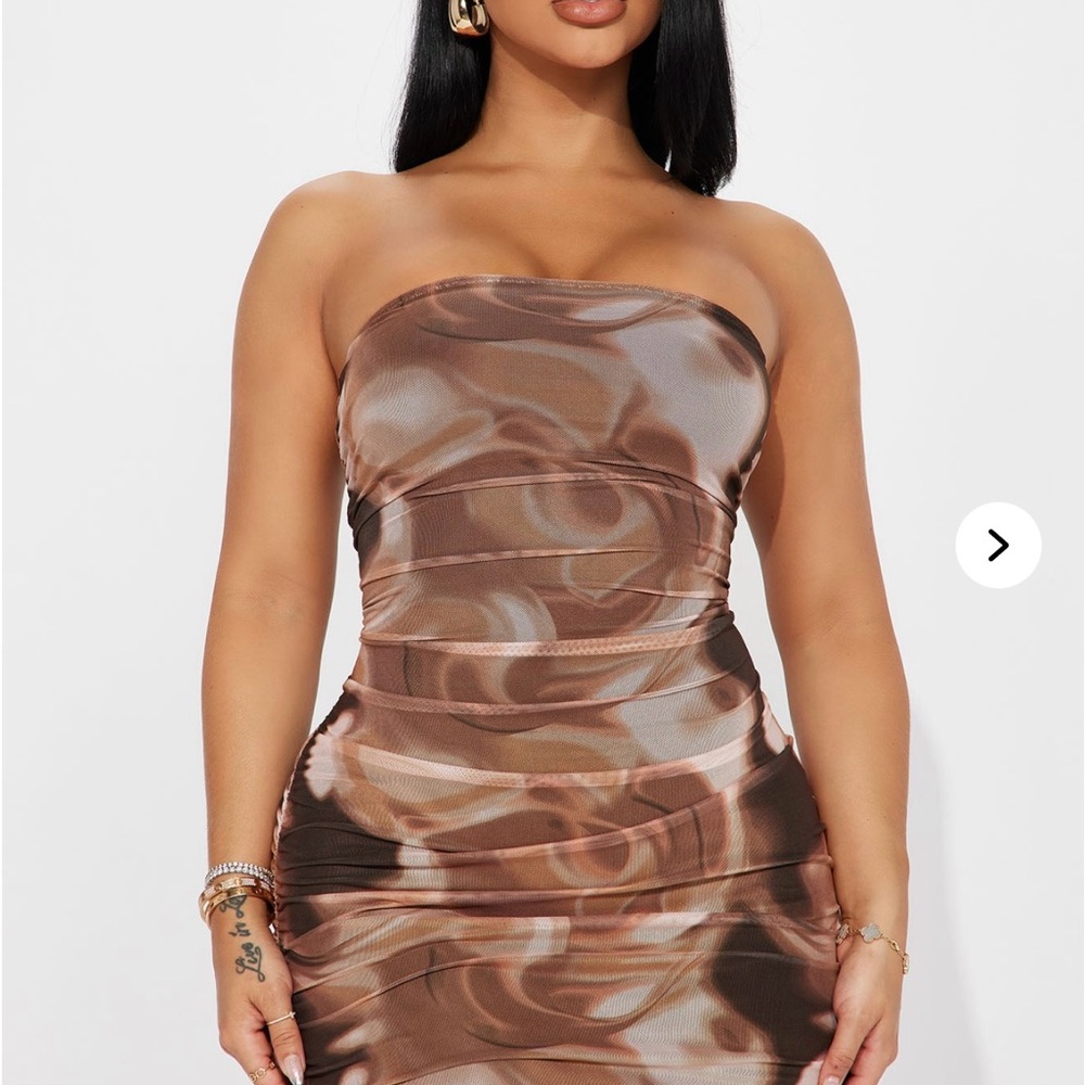 Fashion Nova Brown Strapless Dress Size S Women's NWT